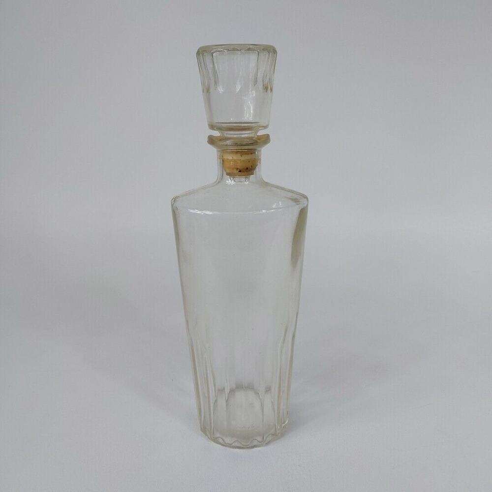 Vintage Whisky Decanter Glass Liquor Bottle With Cork On Stopper Decorative